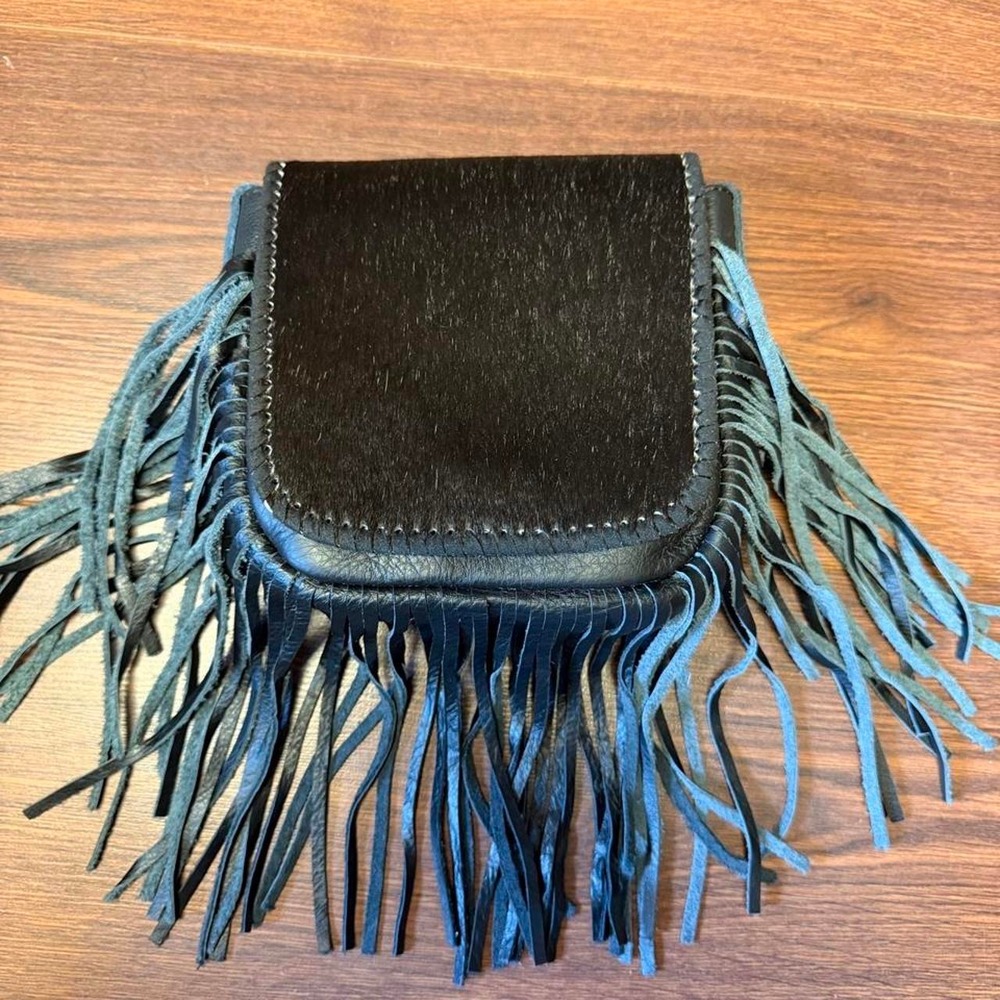 Montana West Black Fringe Crossbody Purse Hair-On-Hide Western Boho NWT